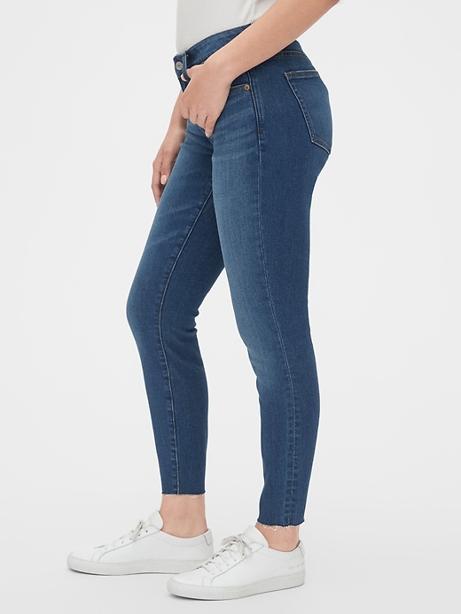 Image number 1 showing, Mid Rise Curvy True Skinny Ankle Jeans with Raw Hem