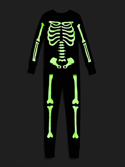 Image number 3 showing, Kids Glow-in-the Dark Skeleton PJ Set