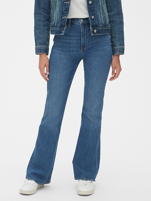 Image number 1 showing, '70s Pioneer High Rise Flare Jeans