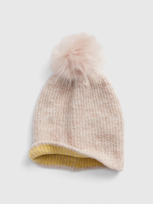 View large product image 1 of 1. Reversible Pom-Pom Ribbed Beanie