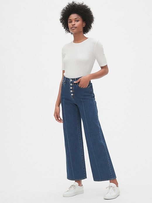 Image number 3 showing, High Rise Wide-Leg Jeans with Secret Smoothing Pockets