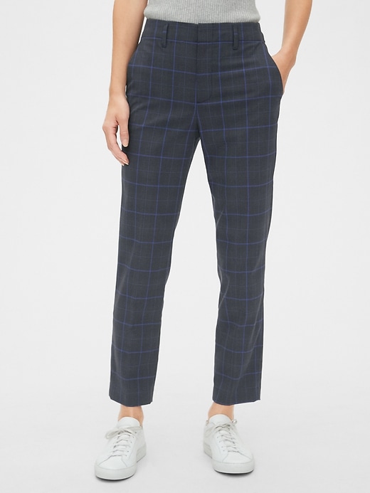 Image number 1 showing, High Rise Plaid Slim Taper Pants