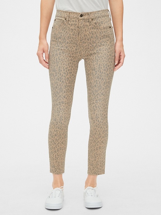 Image number 1 showing, High Rise Leopard Print True Skinny Ankle Jeans with Secret Smoothing Pockets