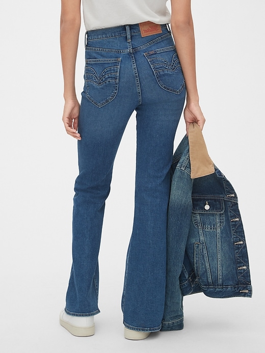 Image number 5 showing, '70s Pioneer High Rise Flare Jeans