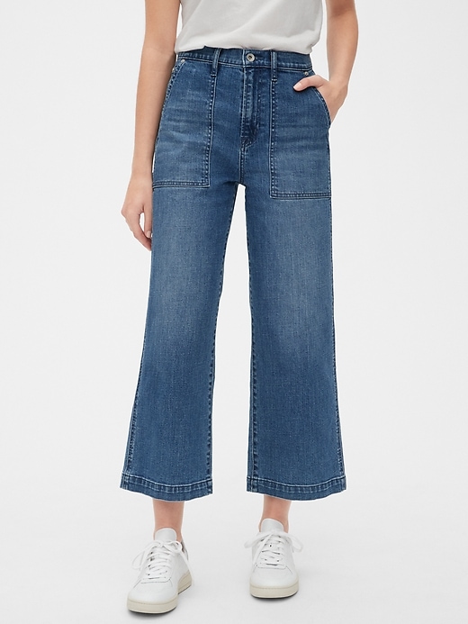 Image number 1 showing, '80s Worker High Rise Wide-Leg Jeans