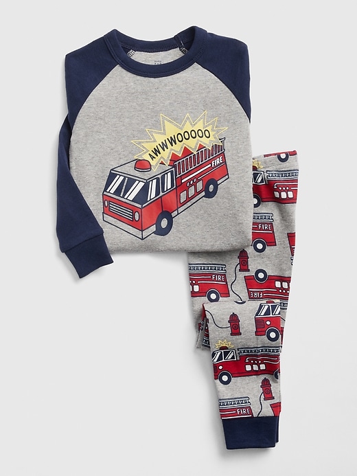 1 of 8 showing, with the color light heather grey of product babyGap Firetruck PJ Set