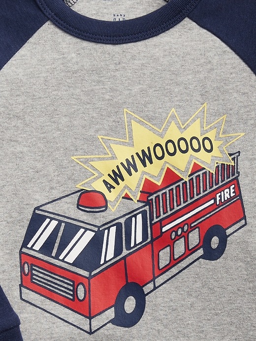 2 of 8 showing, with the color light heather grey of product babyGap Firetruck PJ Set
