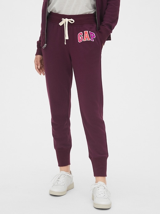 1 of 8 showing, with the color secret plum purple of product Gap Logo Joggers in French Terry
