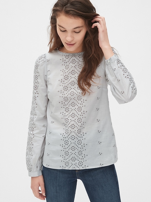 Image number 1 showing, Eyelet Embroidered Blouse