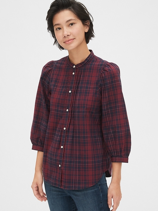 View large product image 1 of 1. Puff Sleeve Pintuck Shirt