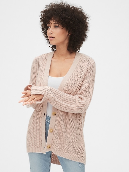 Image number 1 showing, Twist-Sleeve Cardigan Sweater