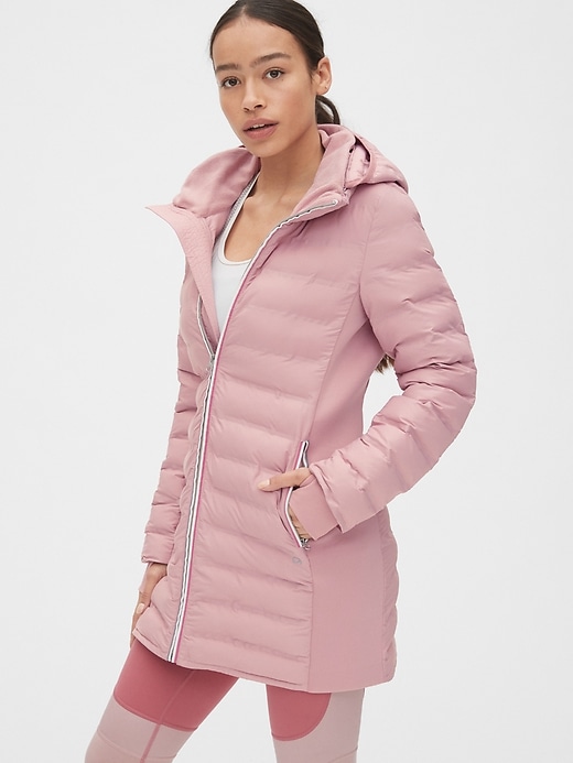 1 of 8 showing, with the color cavan pink rose of product GapFit Puffer Coat