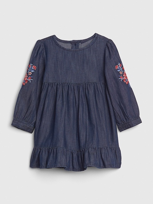 Image number 1 showing, Baby Embroidered Denim Dress