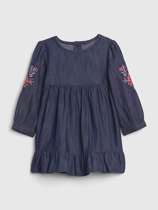 Image number 1 showing, Baby Embroidered Denim Dress