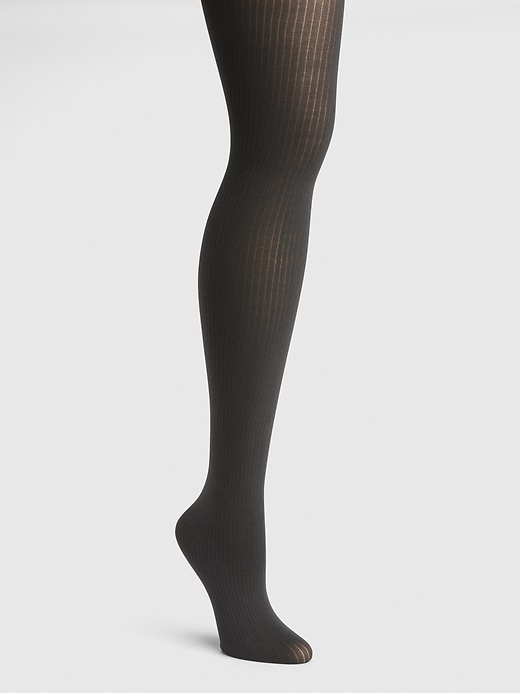 2 of 8 showing, with the color charcoal grey of product Ribbed Tights