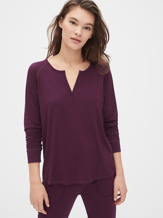 View large product image 1 of 1. Split-Neck Modal Henley