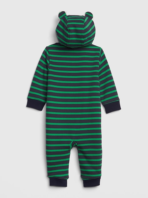 2 of 8 showing, with the color LUSH GREEN of product Baby Brannan Bear Gap Logo Sherpa One-Piece