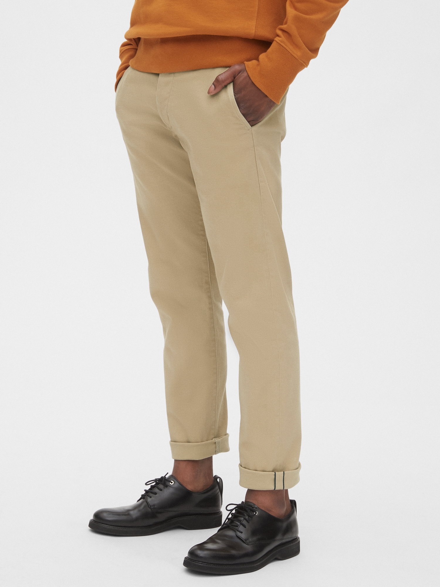 Selvedge Khakis in Straight Fit with GapFlex