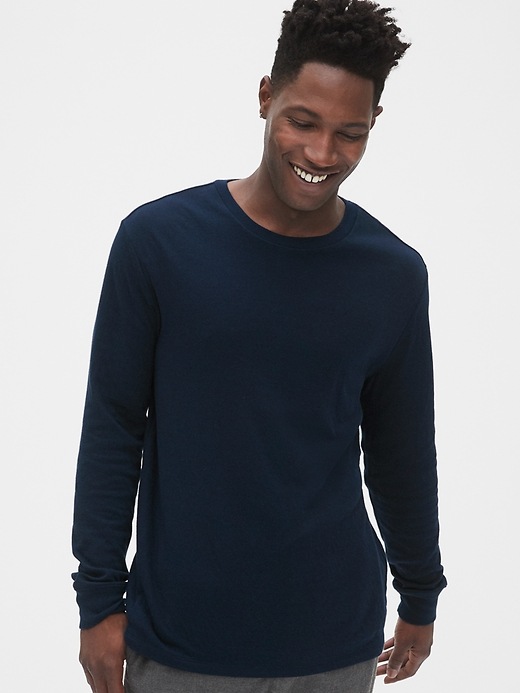 Image number 1 showing, Double-Face Long Sleeve Crewneck T-Shirt