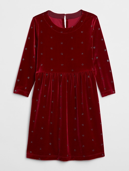 1 of 8 showing, with the color light rosewood of product Kids Glitter Star Velvet Dress