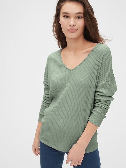 Image number 10 showing, Relaxed Ribbed V-Neck T-Shirt