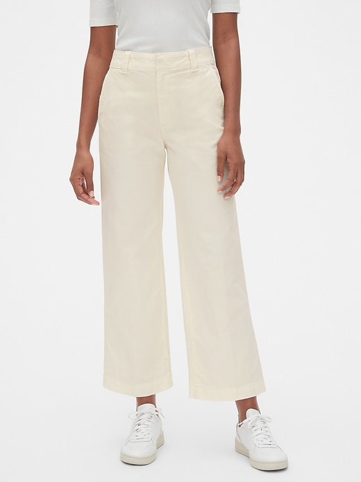 1 of 8 showing, with the color ivory frost of product High Rise Wide Leg Chinos