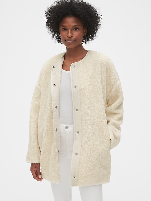 View large product image 1 of 1. Oversized Teddy Cocoon Jacket