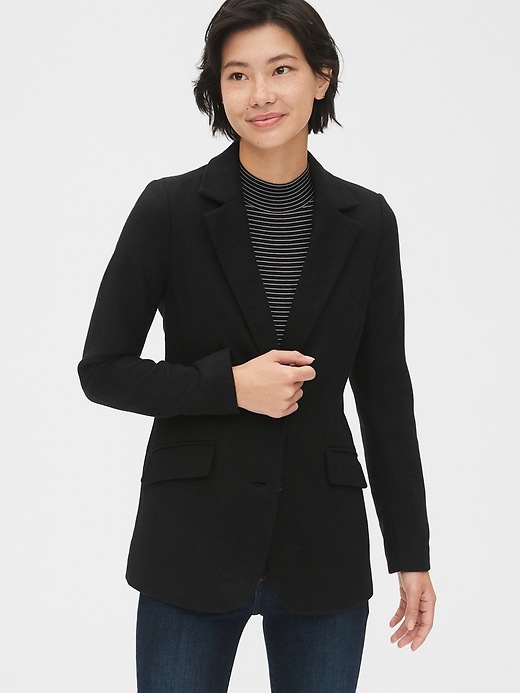 1 of 8 showing, with the color true black of product Modern Wool-Blend Blazer