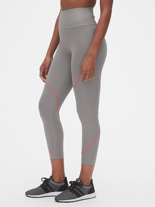 View large product image 1 of 1. High Rise Reflective-Trim Spliced 7/8 Leggings in Sculpt Revolution
