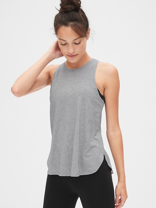 View large product image 1 of 1. GapFit Breathe Perforated High-Neck Tank Top