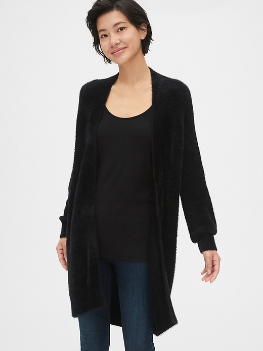 Image number 1 showing, Longline Fuzzy Cardigan