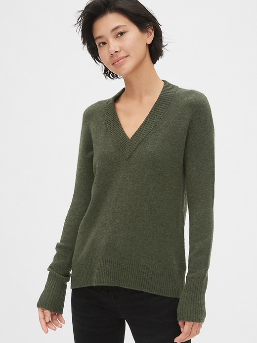 View large product image 1 of 1. Boucle V-Neck Sweater
