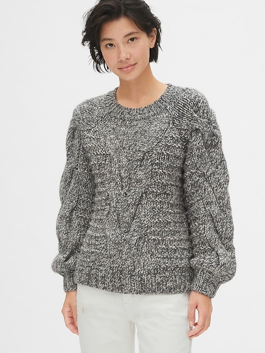 View large product image 1 of 1. Chunky Cable-Knit Crewneck Sweater