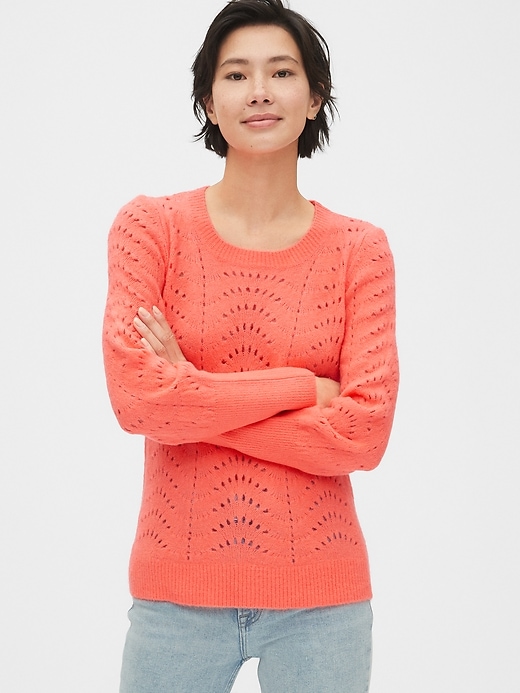 View large product image 1 of 1. Pointelle Crewneck Sweater