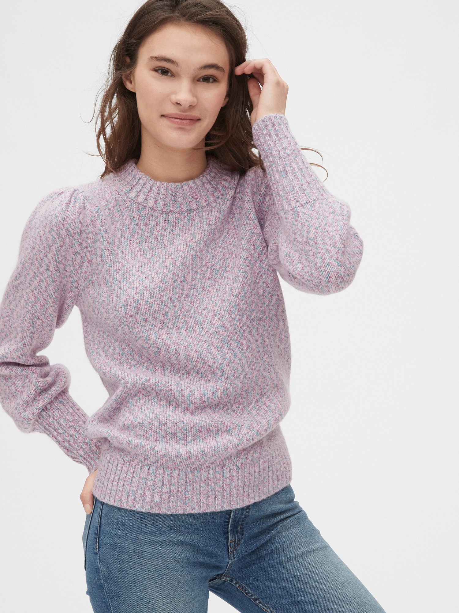 Puff Sleeve Crewneck Sweater | Gap