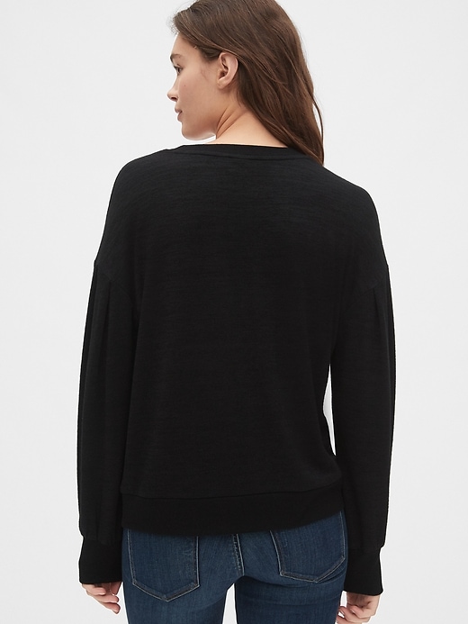 2 of 8 showing, with the color true black of product Softspun Blouson Sleeve Top