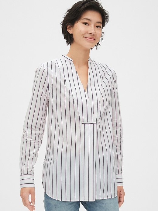View large product image 1 of 1. Split-Neck Popover Tunic Shirt