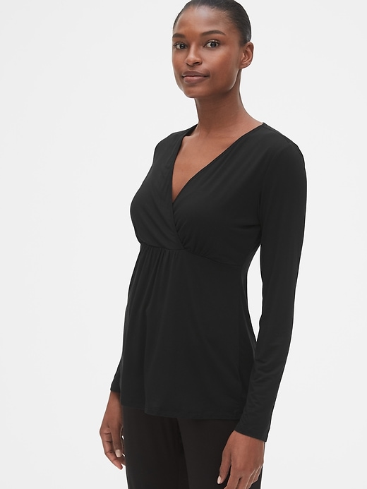 Image number 1 showing, Maternity V-Neck Nursing Sleep Top