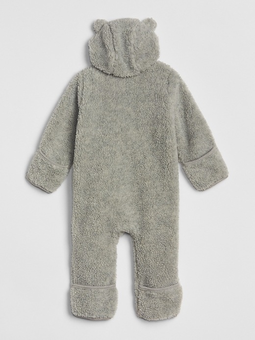 2 of 8 showing, with the color light heather gray of product Baby Brannan Bear Sherpa One-Piece