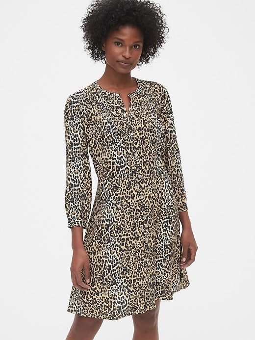 Print A-Line Shirtdress