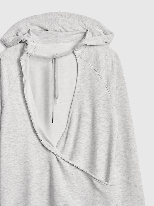 2 of 8 showing, with the color heather grey of product Maternity Crossover Nursing Hoodie