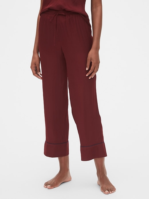 1 of 8 showing, with the color carmenere red of product Dreamwell Satin Crop Pants