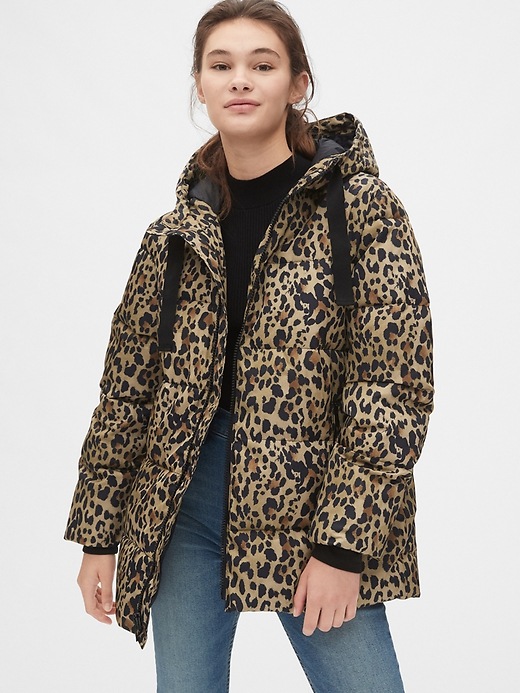 Animal print padded coat deals