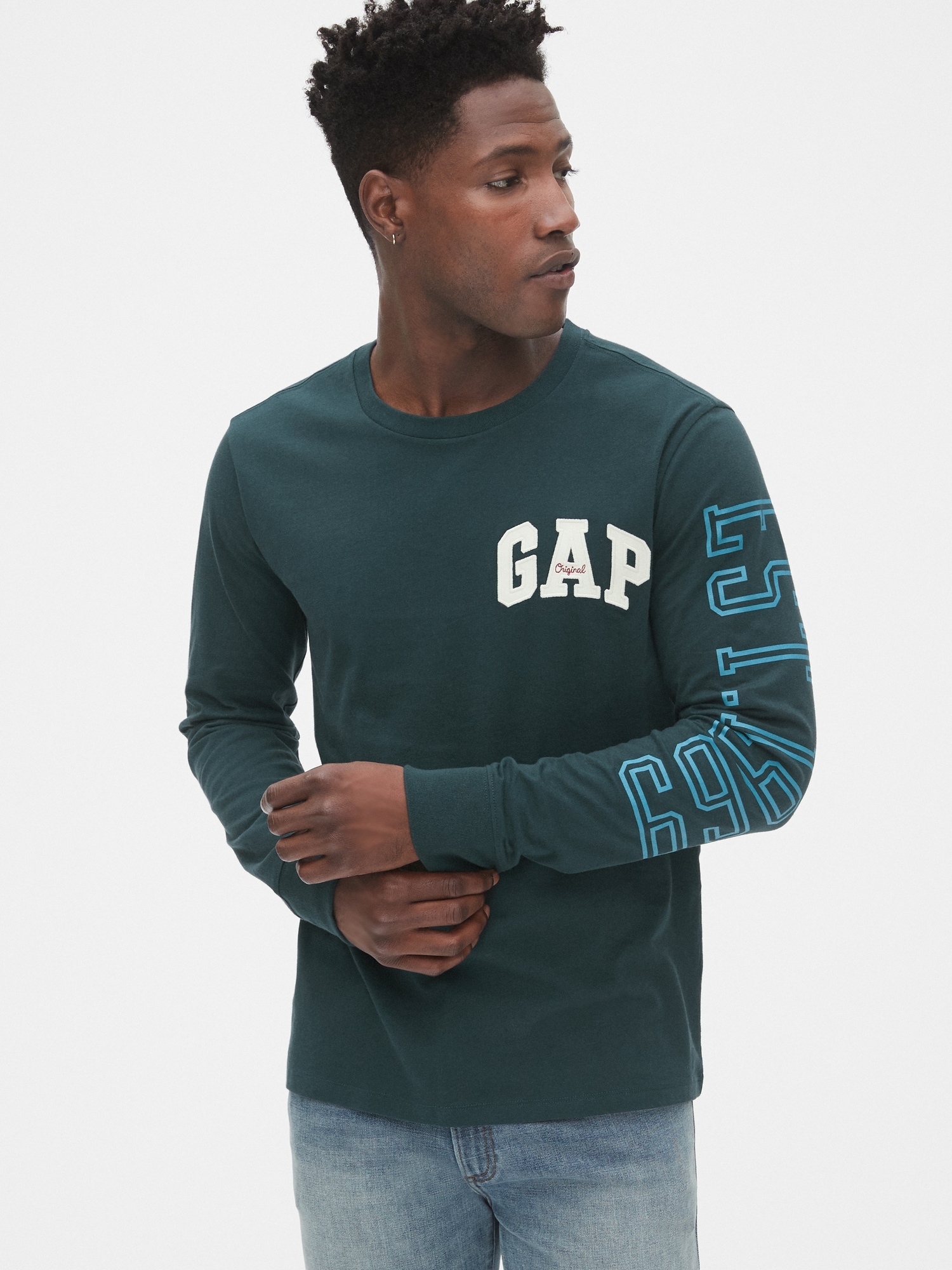 Gap Logo Long Sleeve Crewneck T Shirt Gap
