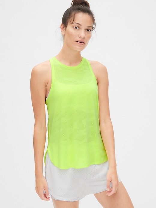 Image number 1 showing, GapFit Breathe Perforated High-Neck Tank Top