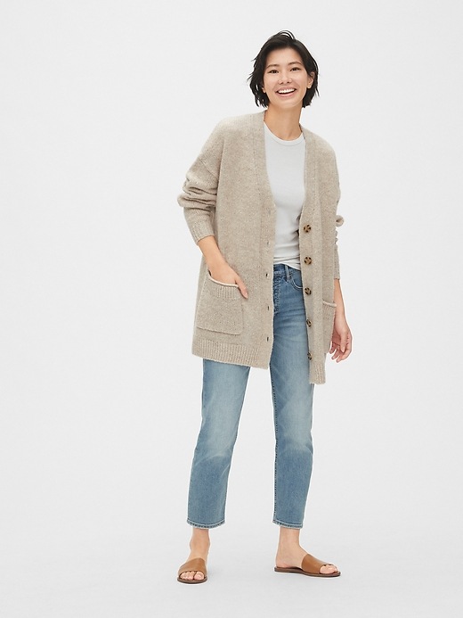 Image number 3 showing, Wool-Blend Button-Front Cardigan Sweater