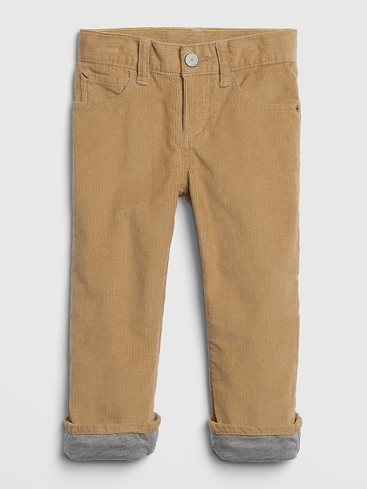 1 of 8 showing, with the color cargo khaki of product Toddler Jersey-Lined Straight Cords