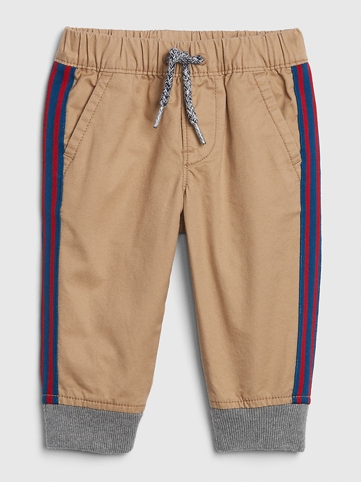 1 of 8 showing, with the color new british khaki of product Baby Side-Stripe Joggers