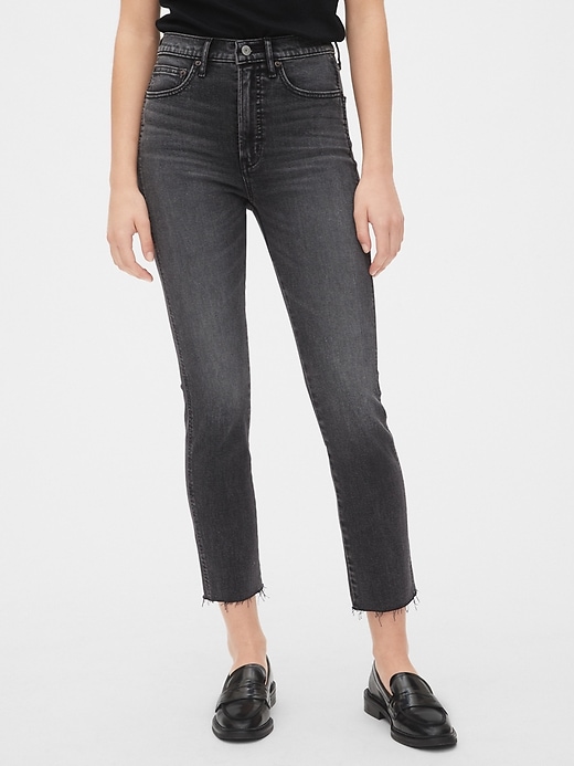 1 of 8 showing, with the color washed black of product High Rise Cigarette Jeans with Secret Smoothing Pockets