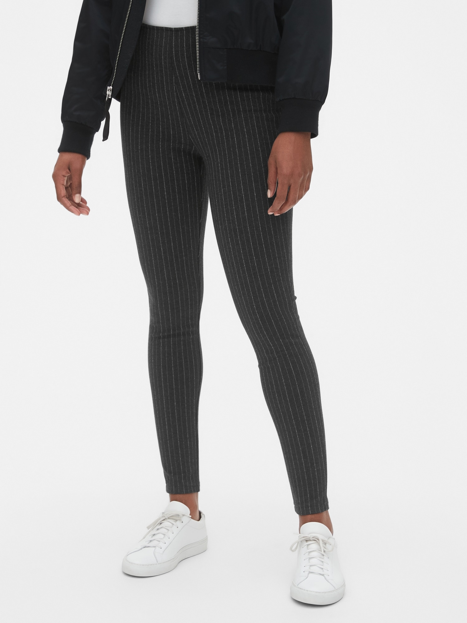 High Rise Pinstripe Leggings in Ponte Gap